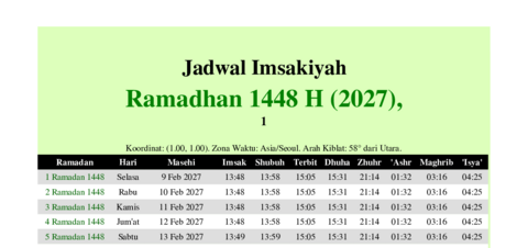 gambar Imsakiyah Ramadhan 1448 H (2027) untuk 1